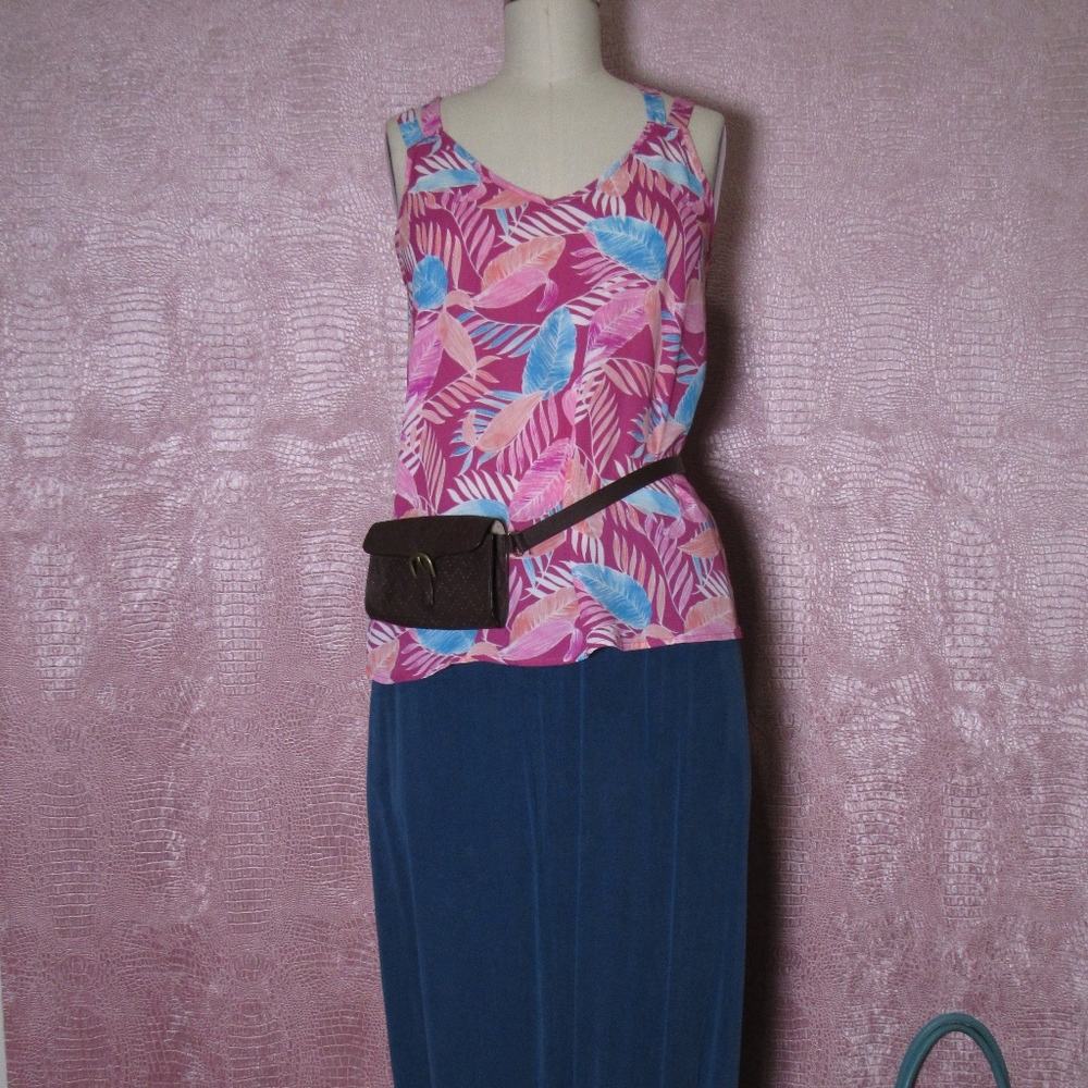 Pink and Blue Tropical Top